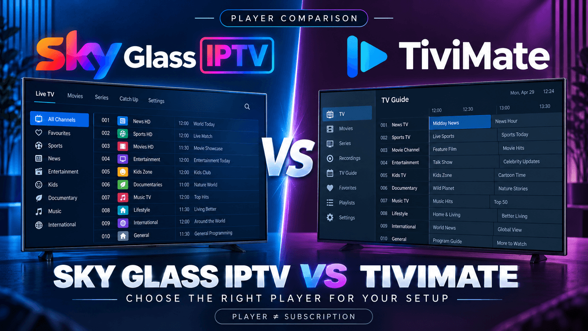 Sky Glass IPTV vs TiviMate player comparison